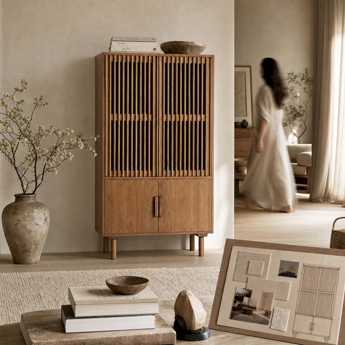 Armoire bois de manguier collection S.TREVOUX brun naturel, RECOLLECTION