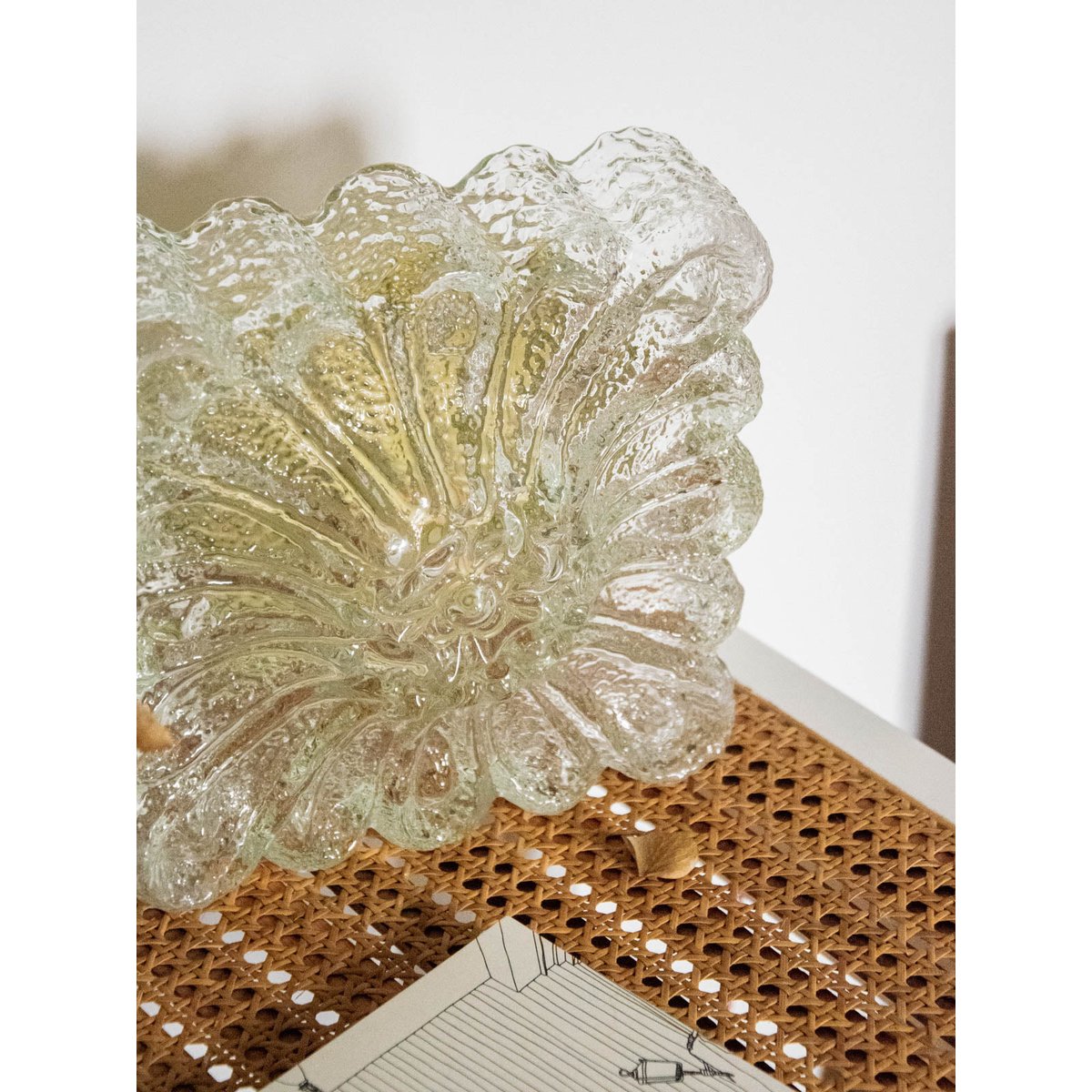 Applique carrée dorée en verre Suzette N°180 - Bon état doré, DEBONGOUT