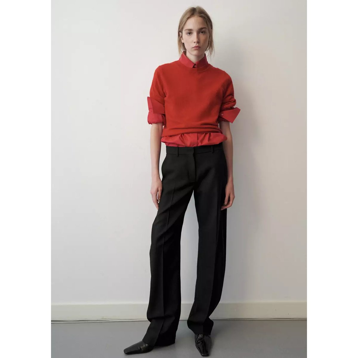 Pull-over 100 % cachemire col rond rouge, MANGO