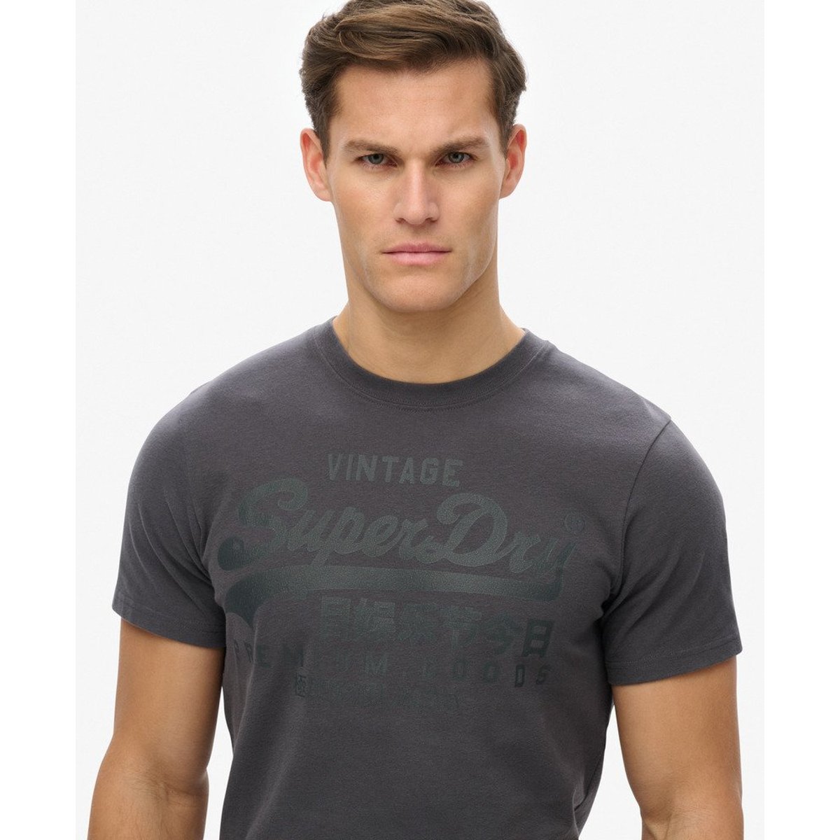 T-shirt ton sur ton Vintage Logo anthracite, SUPERDRY