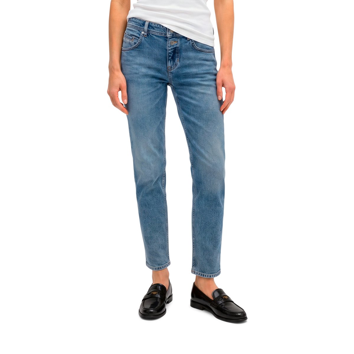 Jeans modèle Theda boyfriend en coton bio mélangé bleu, MARC O'POLO