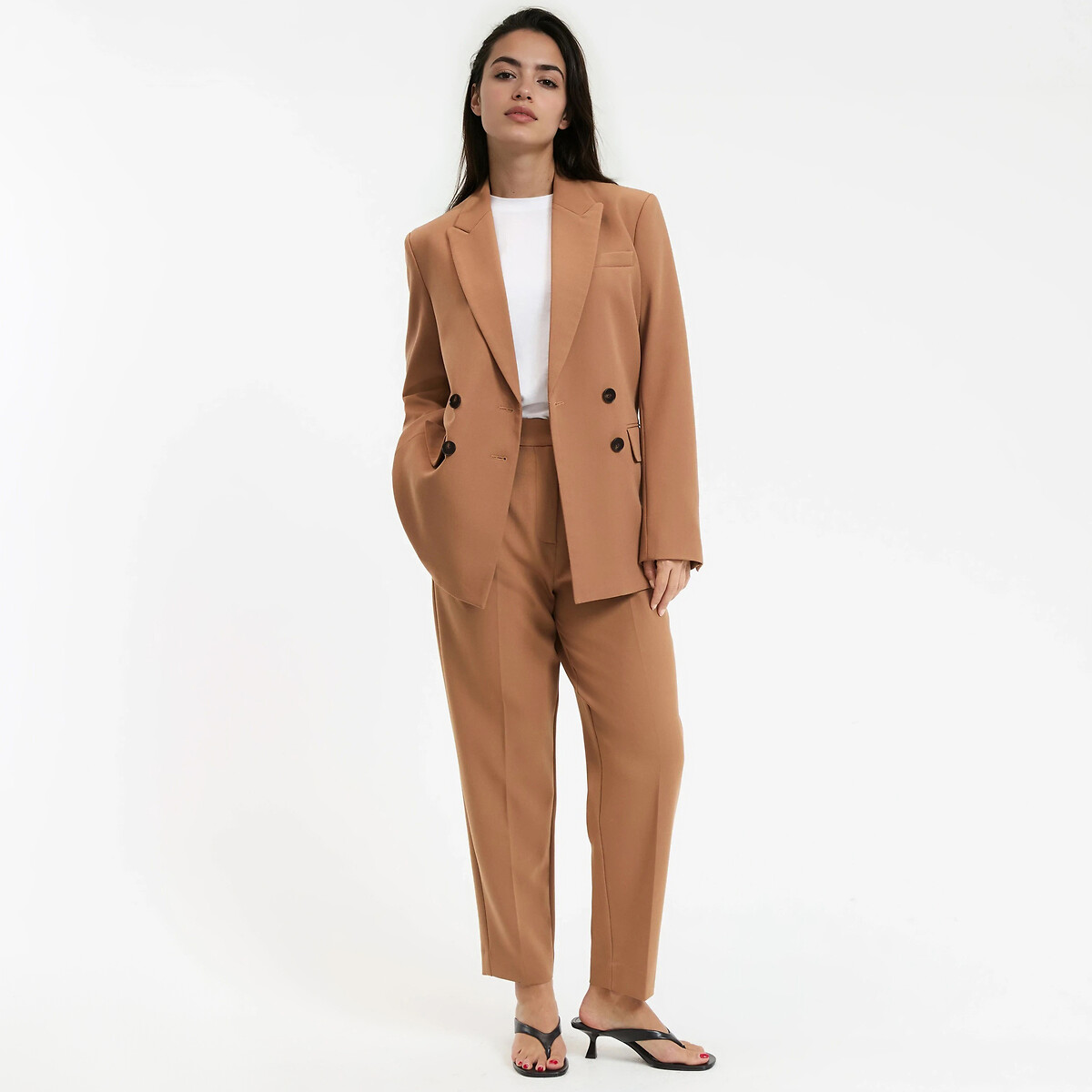 7/8 broek met plooien kastanje kameel, LA REDOUTE COLLECTIONS