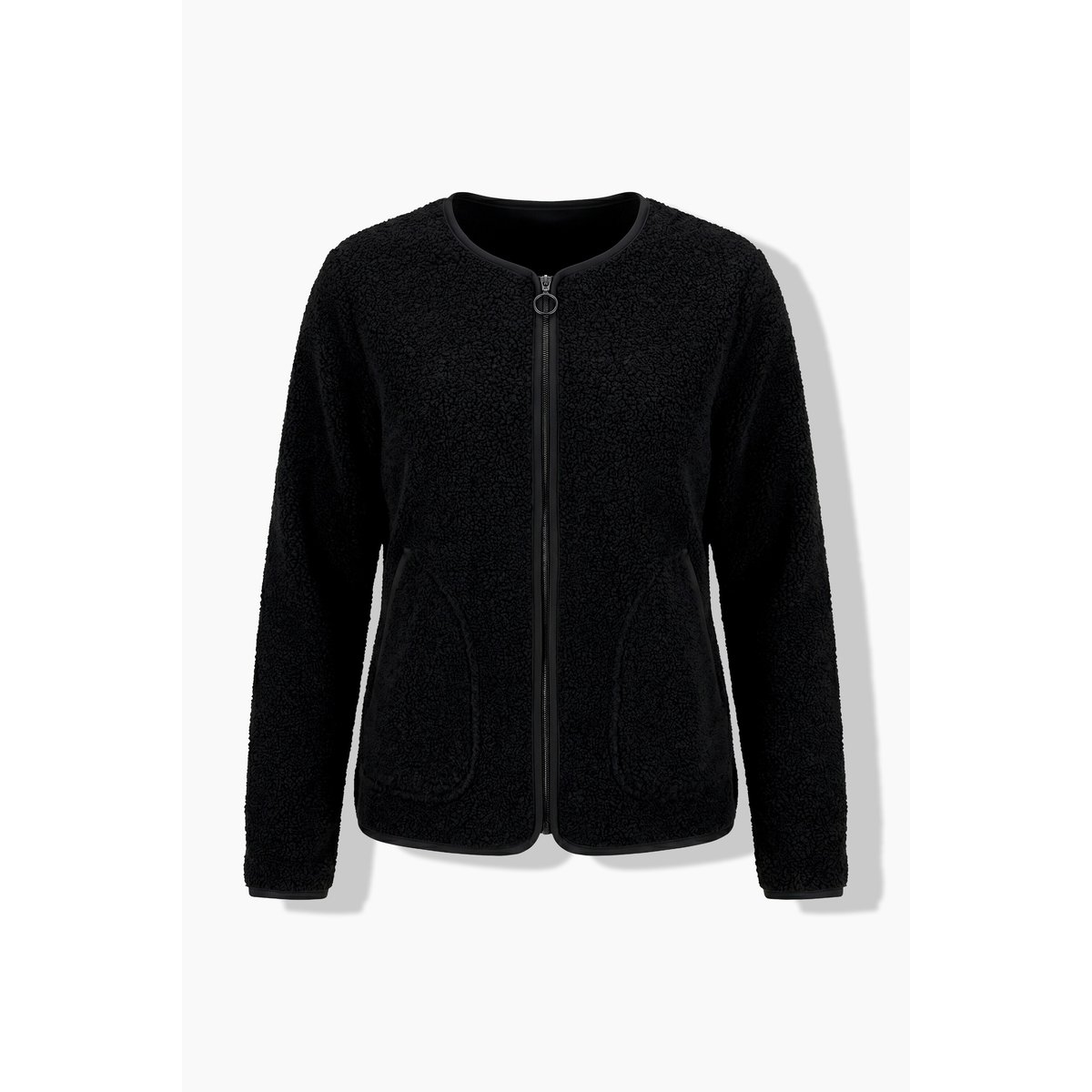 Veste en polaire, passepoil imitation cuir noir, ULLA POPKEN