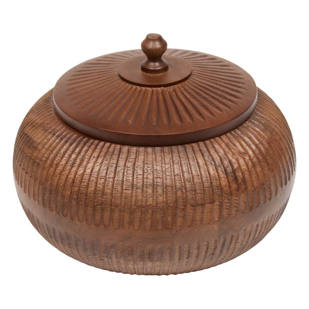 Boîte ronde en manguier NOLANE marron, ATMOSPHERA