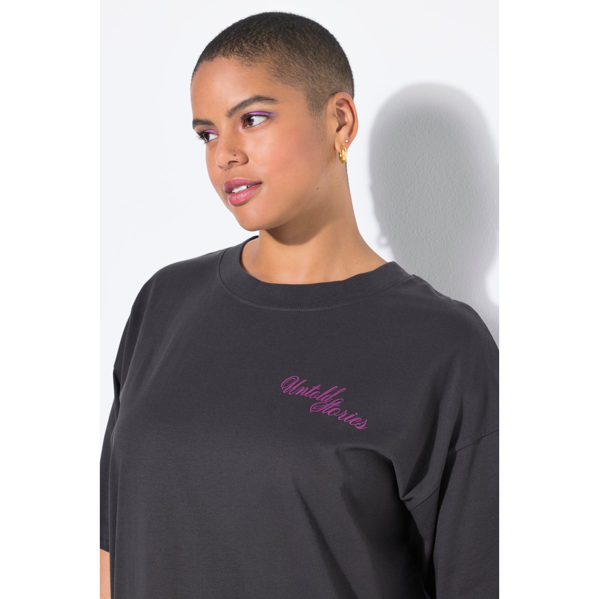 T-shirt oversize, imprimé à message marron noir, STUDIO UNTOLD