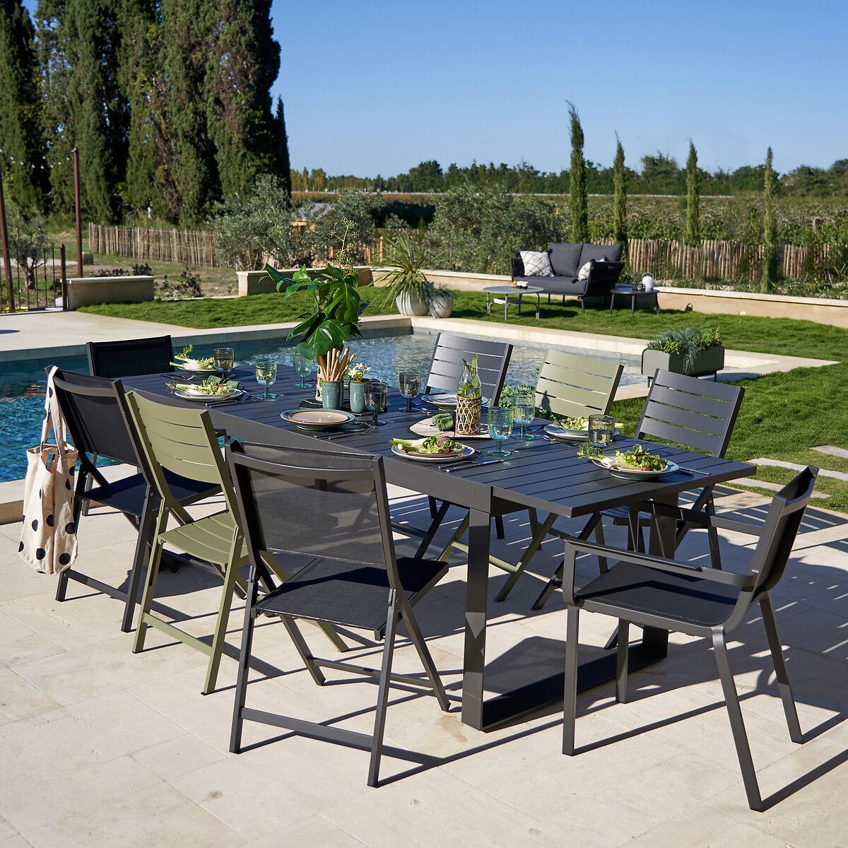 Tavolo da giardino estensibile in alluminio, Zory nero , LA REDOUTE INTERIEURS