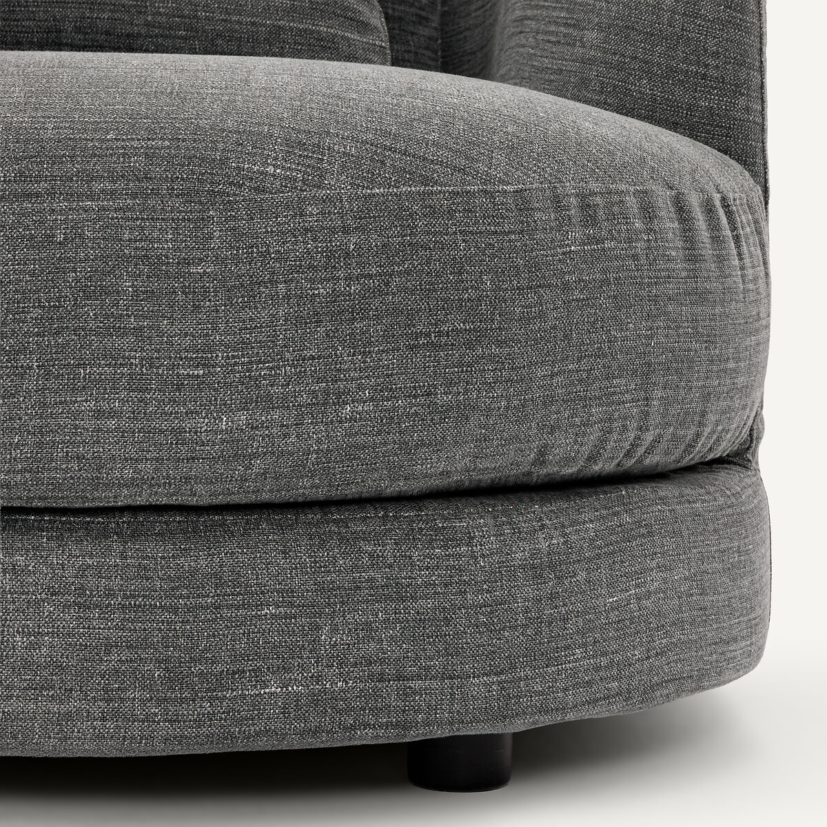 Demi-canapé droit, arrondi, modulable en coton et lin, TIBERIO anthracite, AM.PM