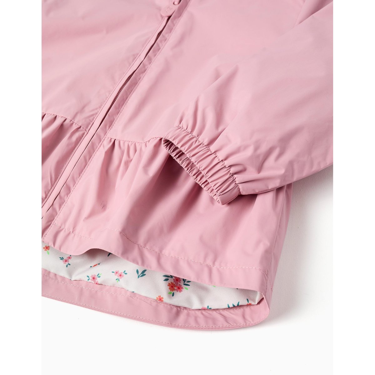 Coupe-vent avec capuche et ourlet à volants rose clair, ZIPPY
