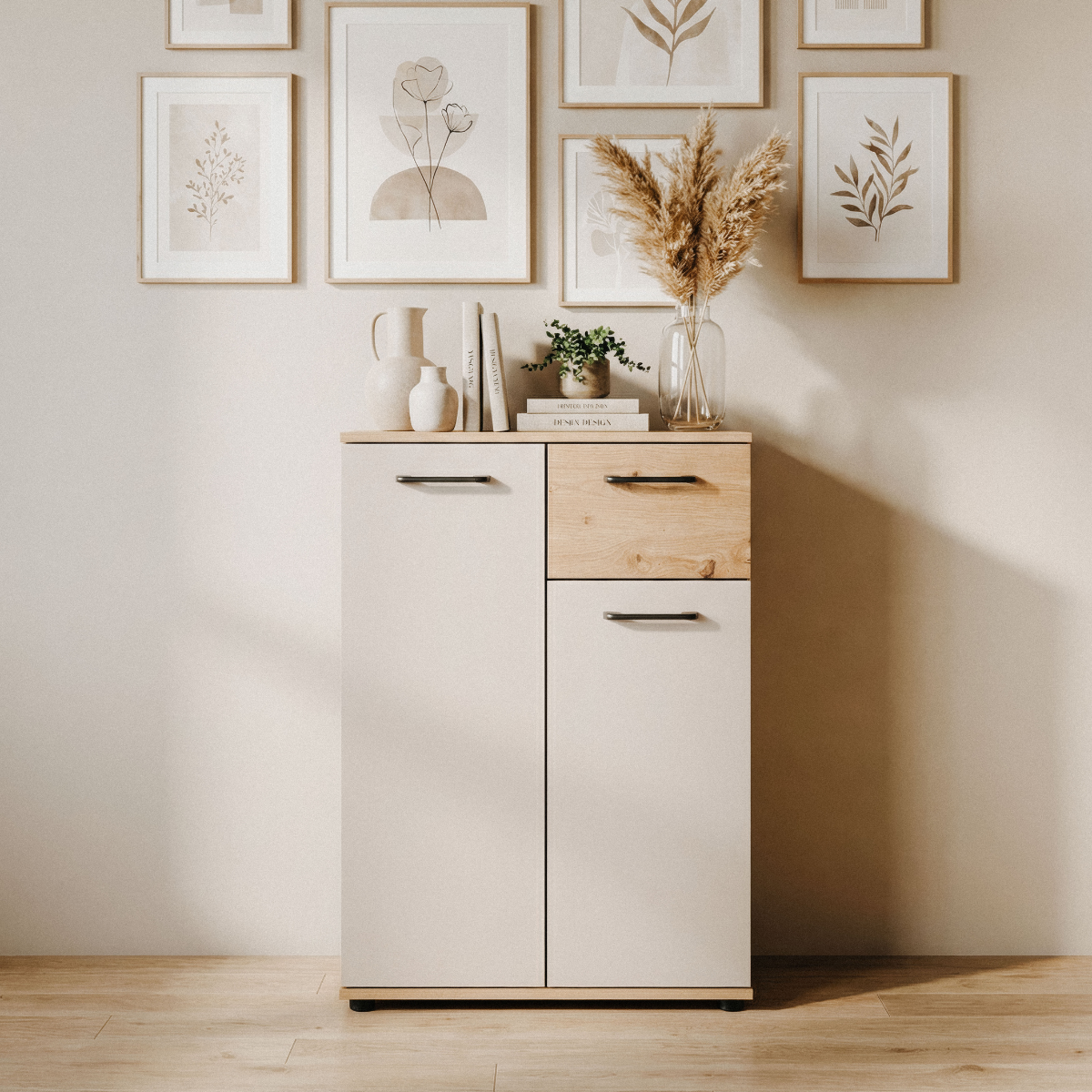 Buffet 2 portes, 1 tiroir LINO bois clair, CALICOSY