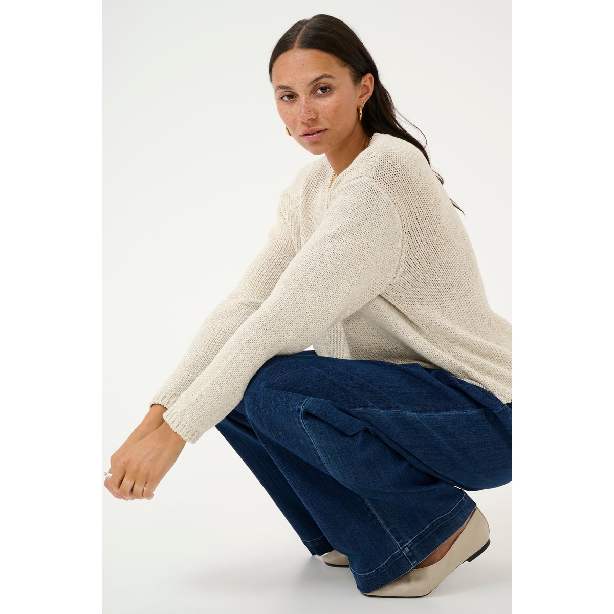Knitted pullover blanc turtledove melange, KAFFE