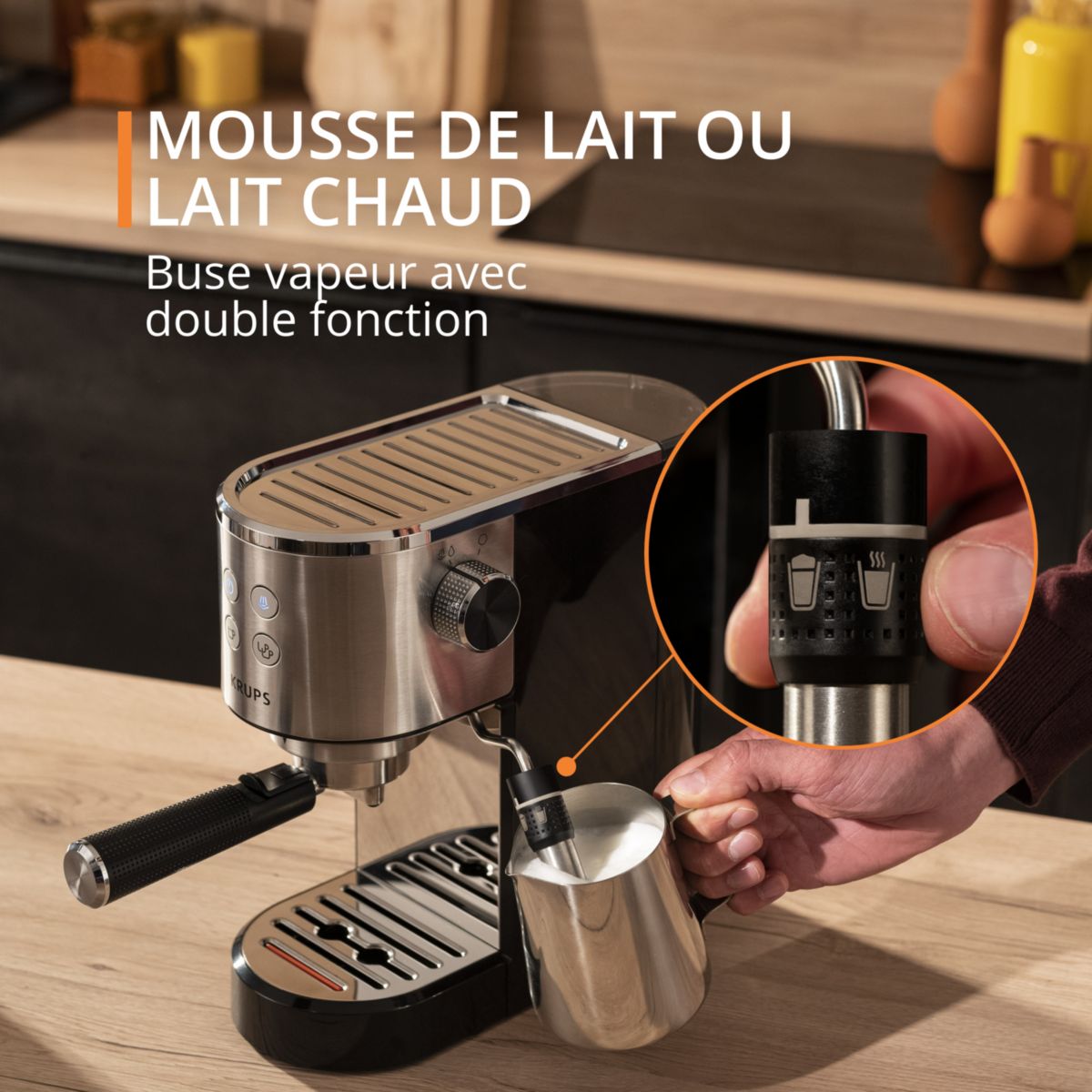 Machine à expresso XP444C10 pompe virtuoso + inox, KRUPS