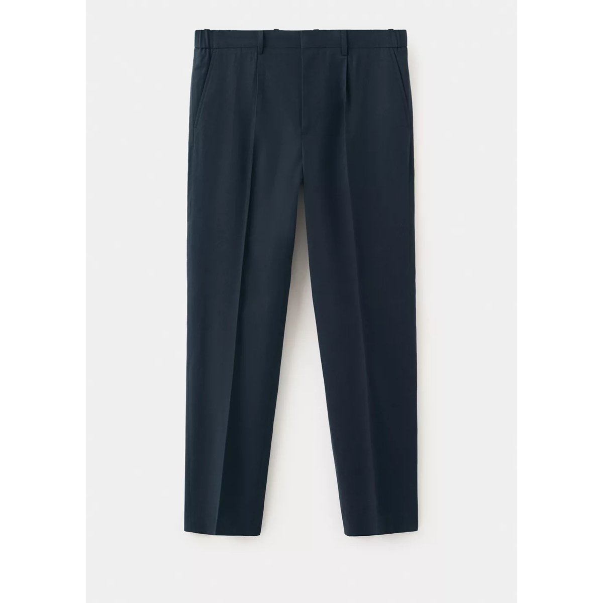 Pantalon slim-fit mélange de lin lyocell bleu marine, MANGO MAN