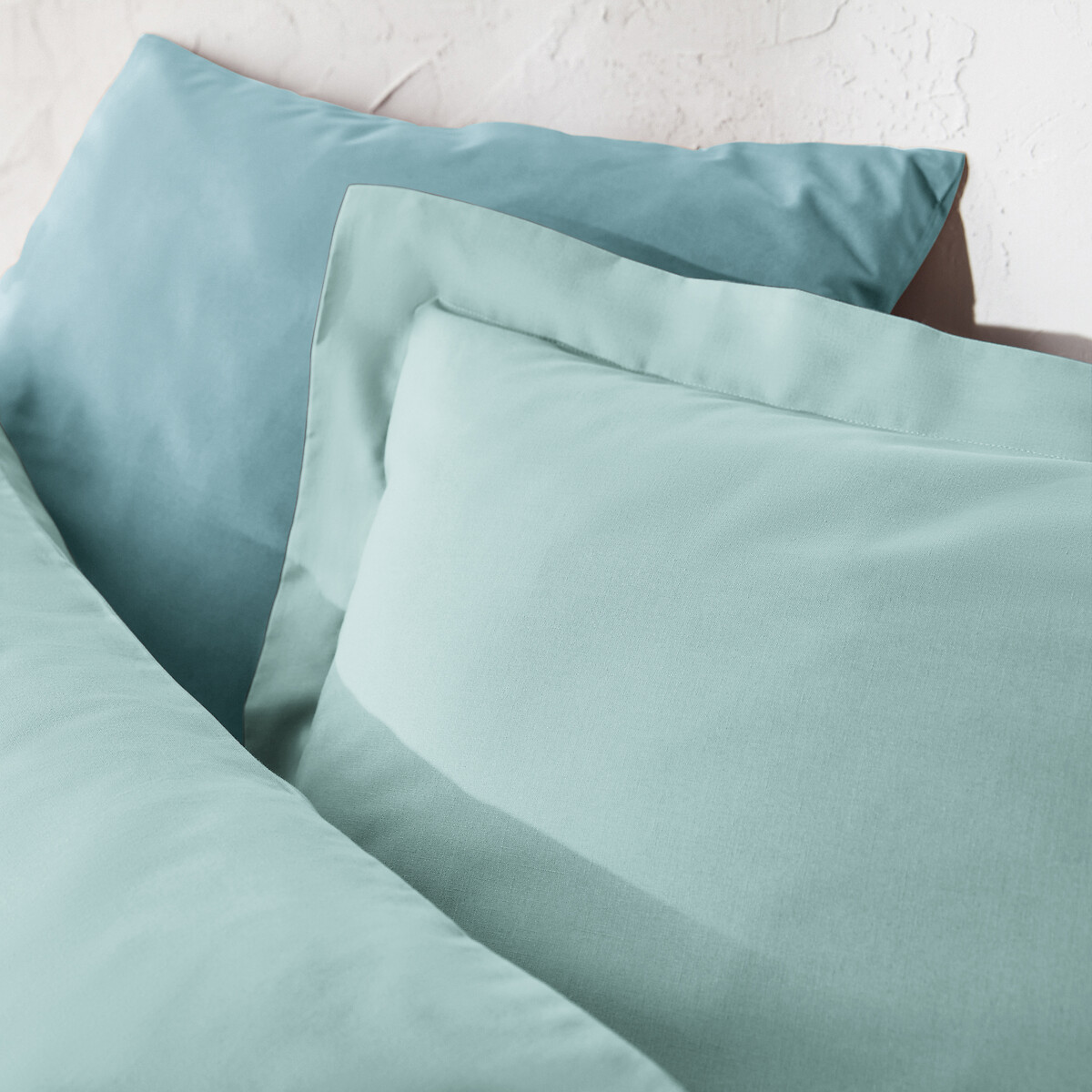 Effen kussensloop in tergal, Scenario celadon blauw, LA REDOUTE INTERIEURS