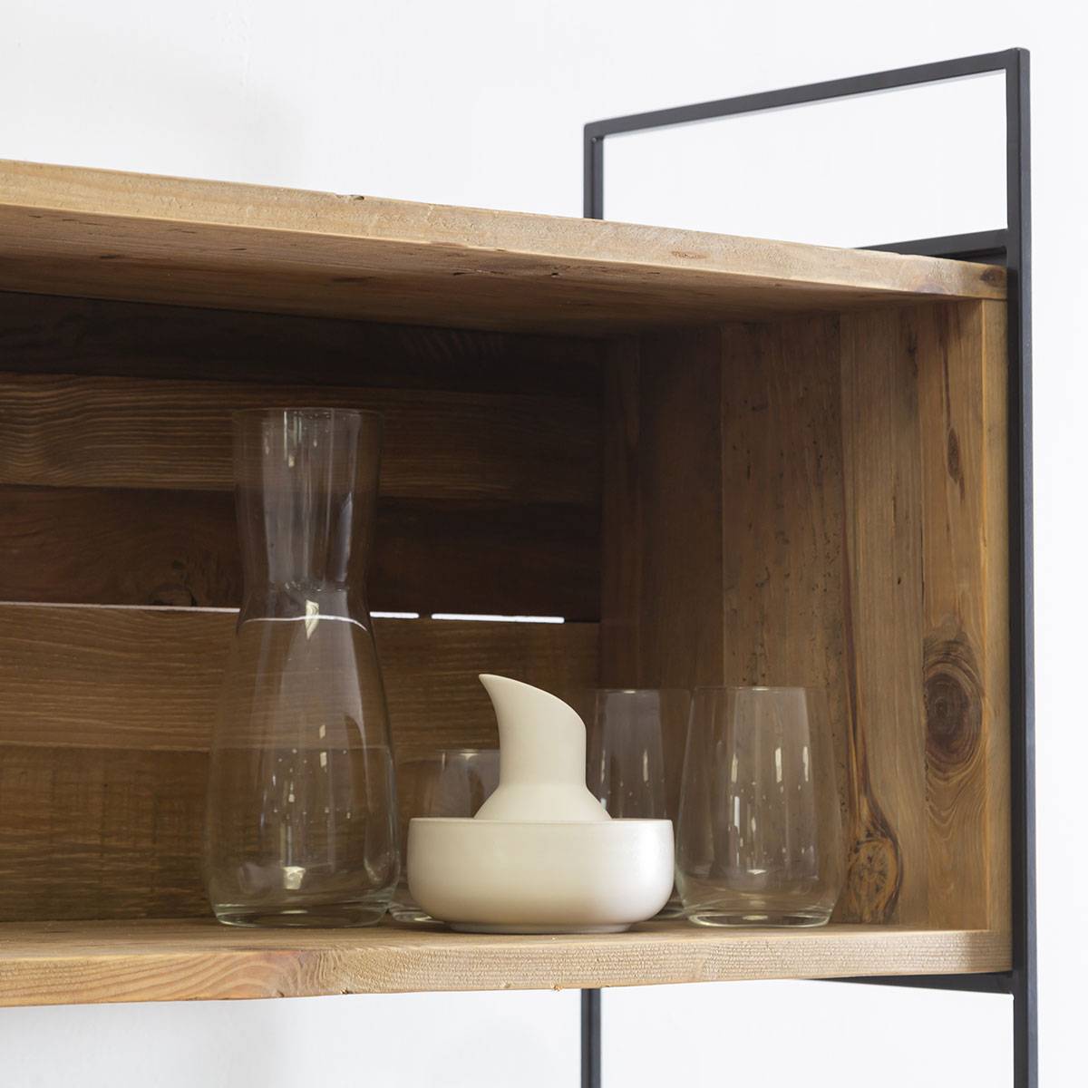 Bibliothèque en bois recyclé 90 cm BLAISE noir, MADE IN MEUBLES