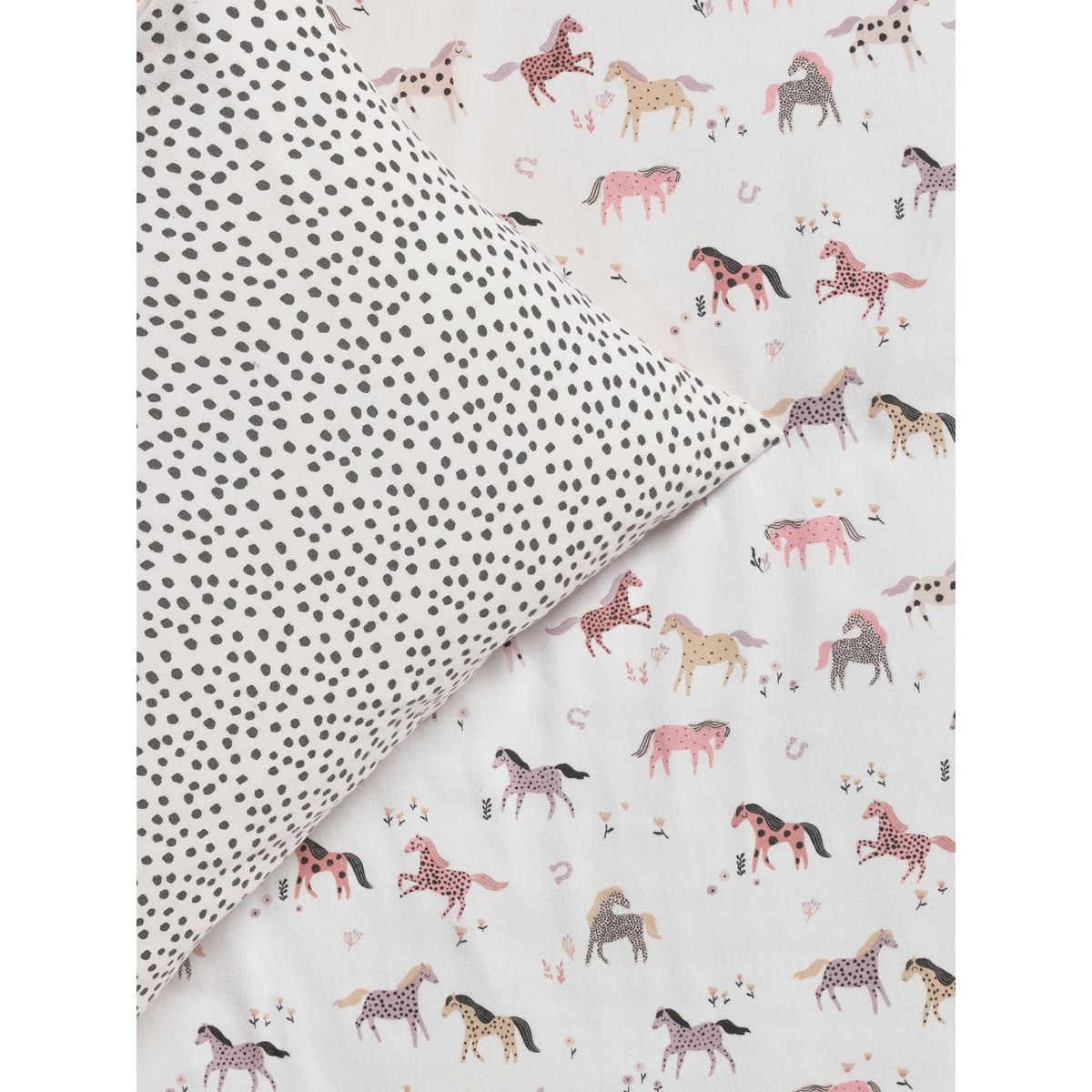 Parure de lit en coton brossé ultra doux cheval à pois, NEXT
