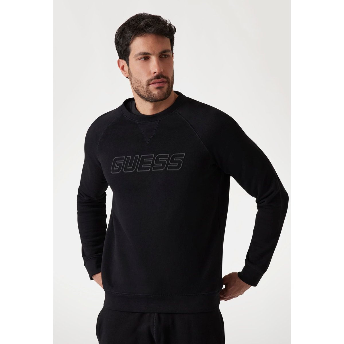 Sweat-Shirt Logo Frontal noir, GUESS