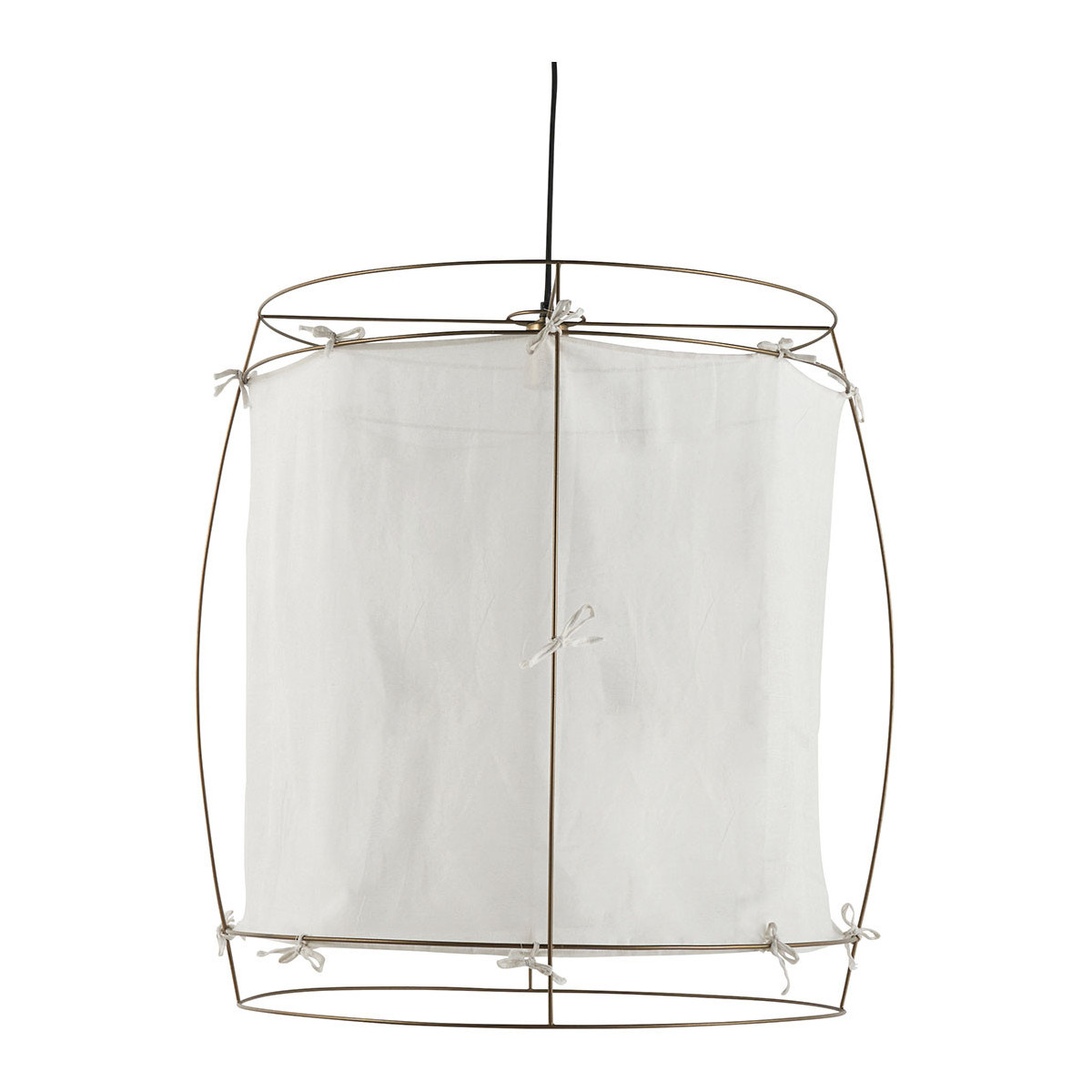 Suspension tissu et métal finition laiton 75x75x66 blanc, BLANC D’IVOIRE