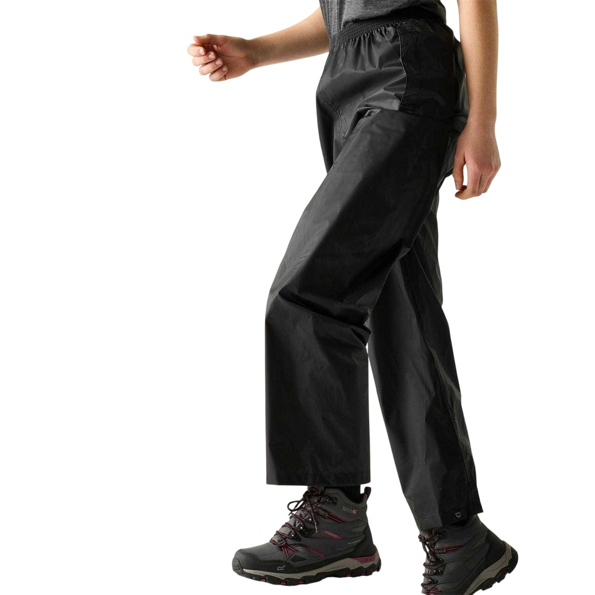 Pantalon de pluie uni à taille élastiquée noir, REGATTA