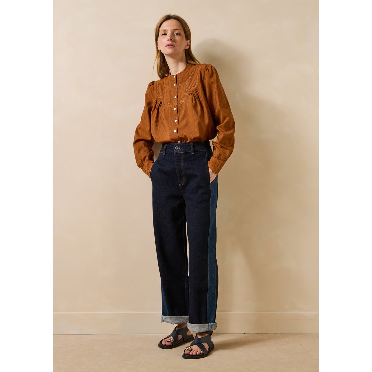 Jean barrel en coton biologique brut/medium, LA FEE MARABOUTEE