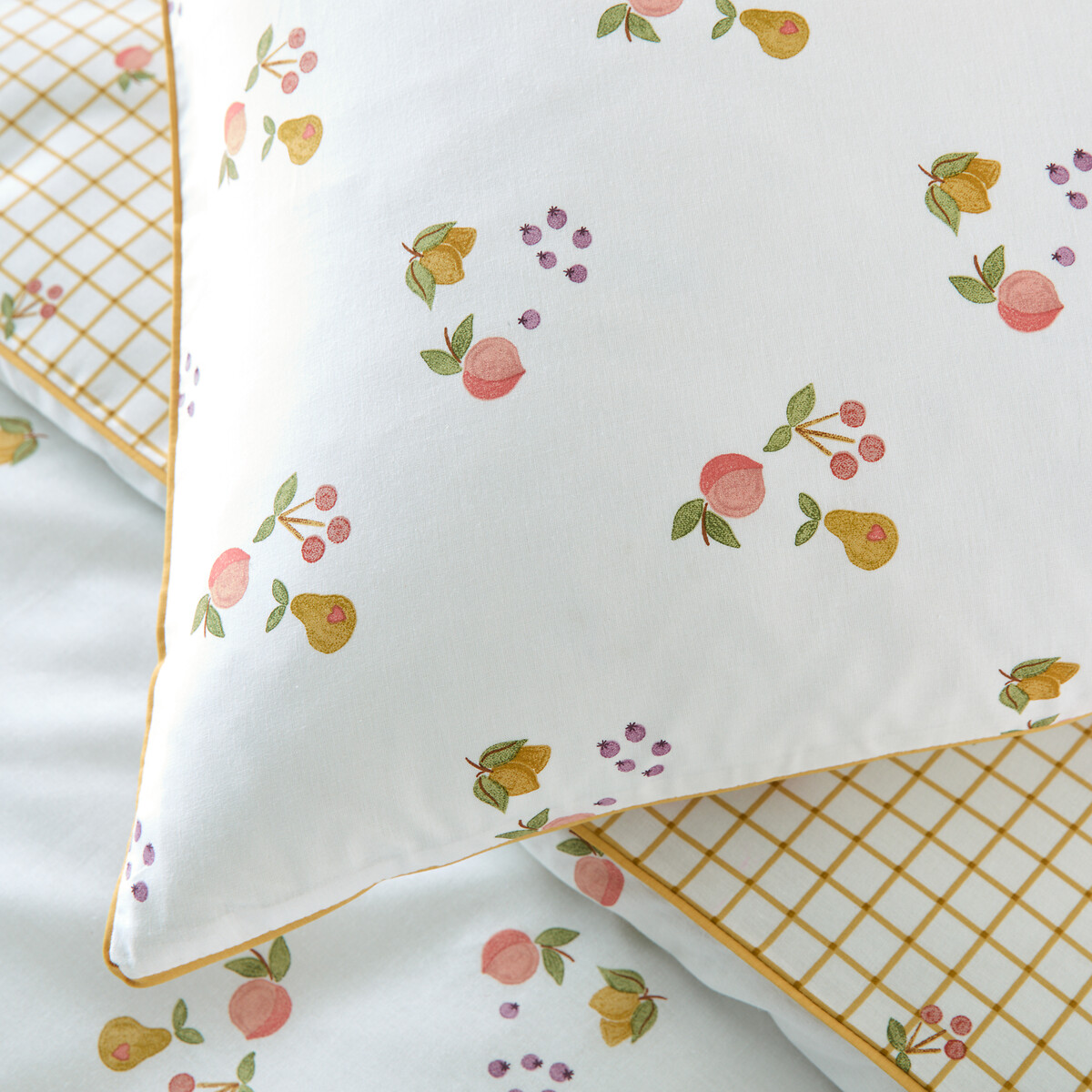 Lilas Fruit Print 50% Recycled Cotton Child's Pillowcase ecru , LA REDOUTE INTERIEURS