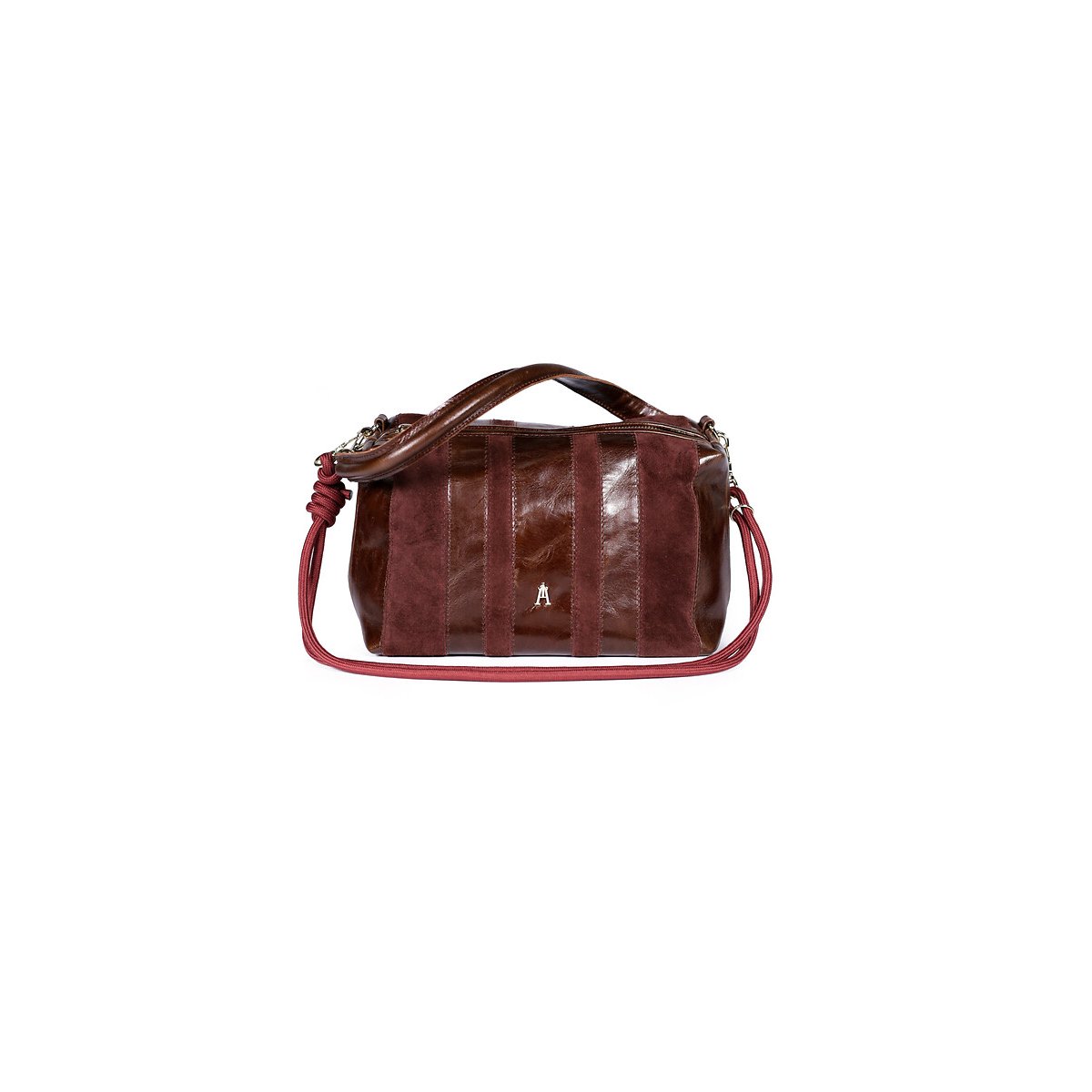 Sac en cuir à effet rayures, MINI HALO bordeaux, CRAIE STUDIO