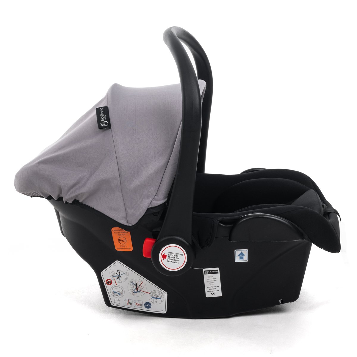 Poussette combinée trio 3 en 1 - siège auto 0+ CAVO – nacelle – dès la naissance – jusqu’à 22kg - gris couleur unique, BEBELISSIMO J'AIME