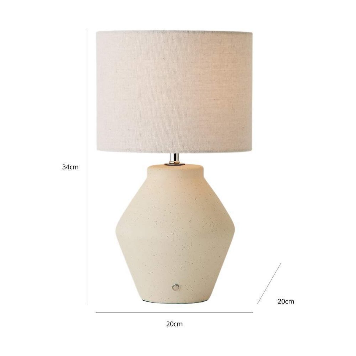 Felipe Ceramic Rechargeable Table Lamp with Neutral Shade cream, SO'HOME
