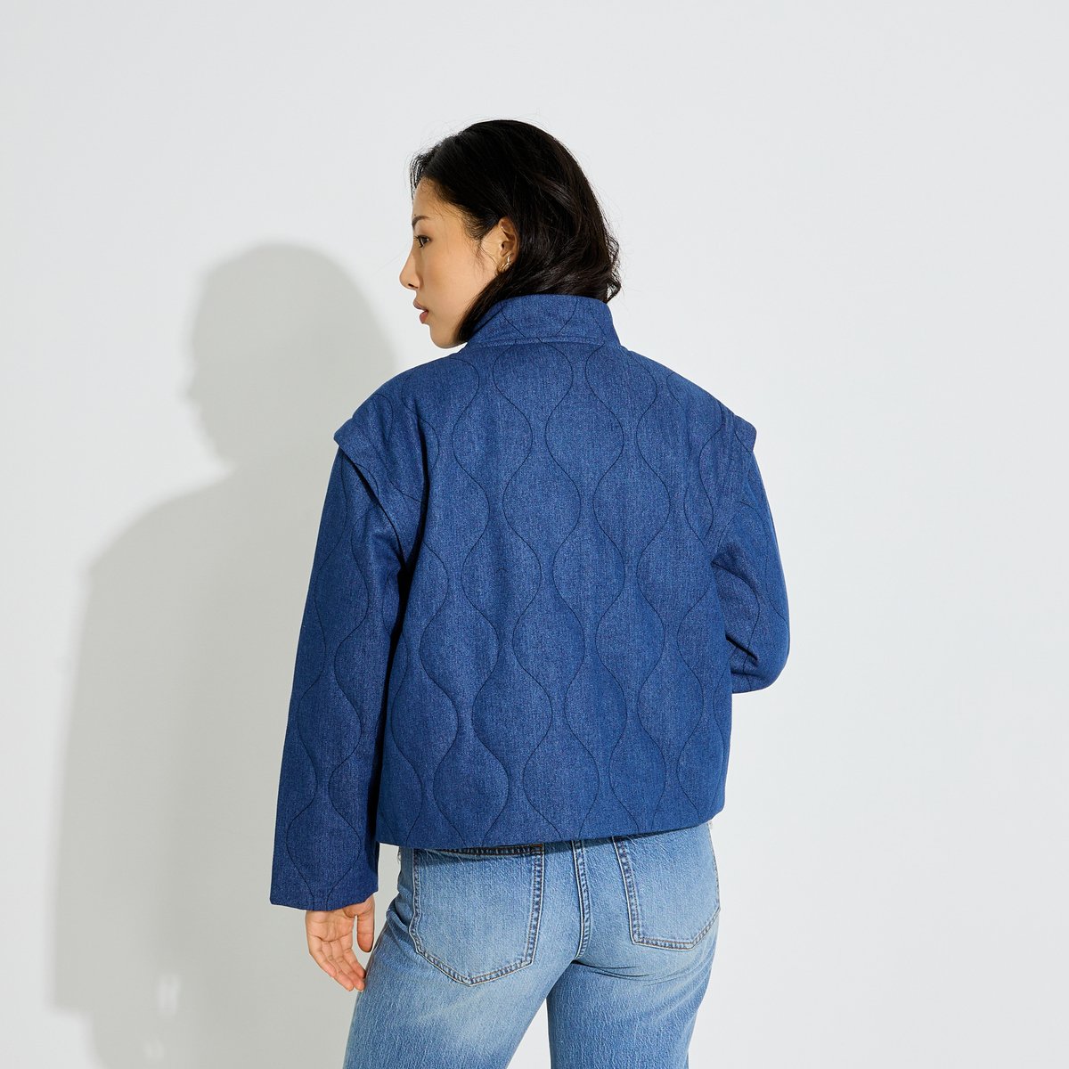 Blouson manches amovibles bleu stone, GRAIN DE MALICE