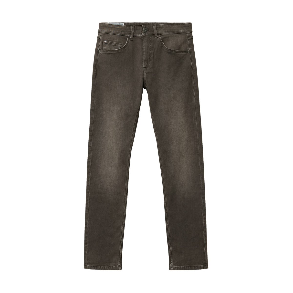 Jeans straight longueur 34 denim marron foncé, BONOBO