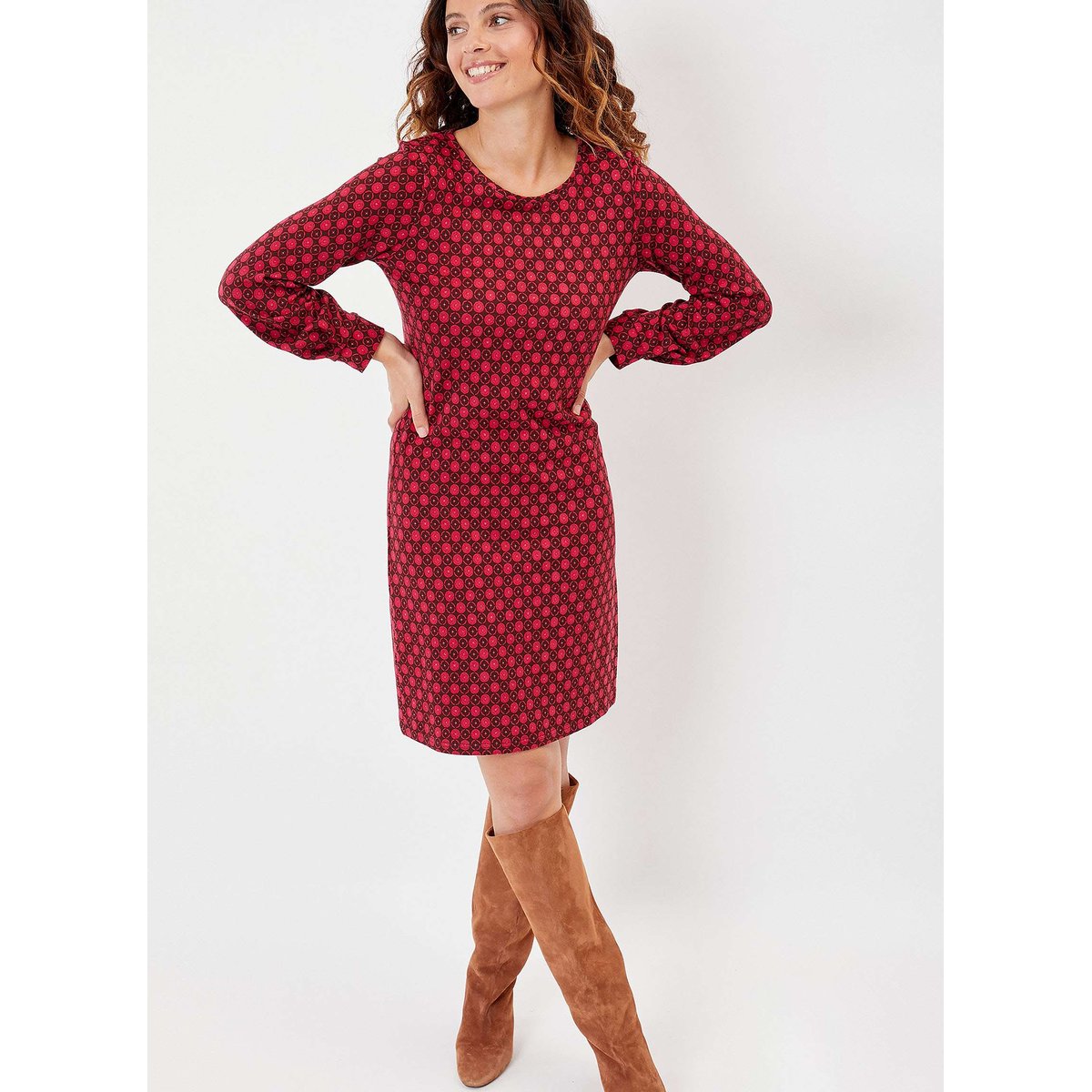 Robe droite imprimée UDDI marron chocolat, LA FIANCÉE