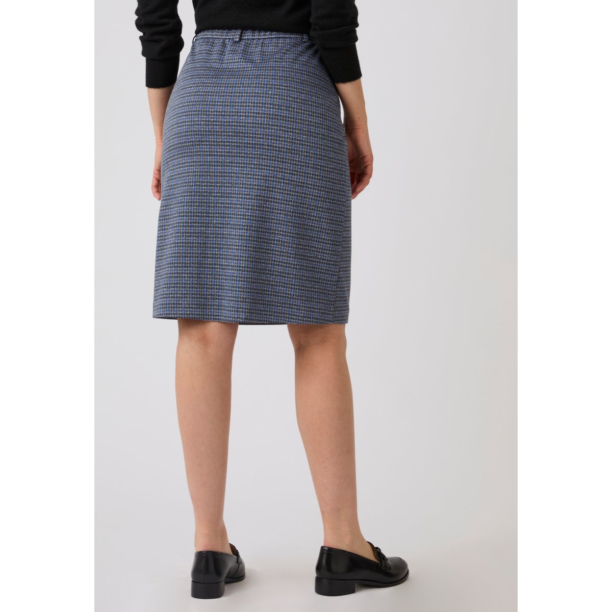 Jupe maille milano jacquard bleu petits carreaux, DAMART