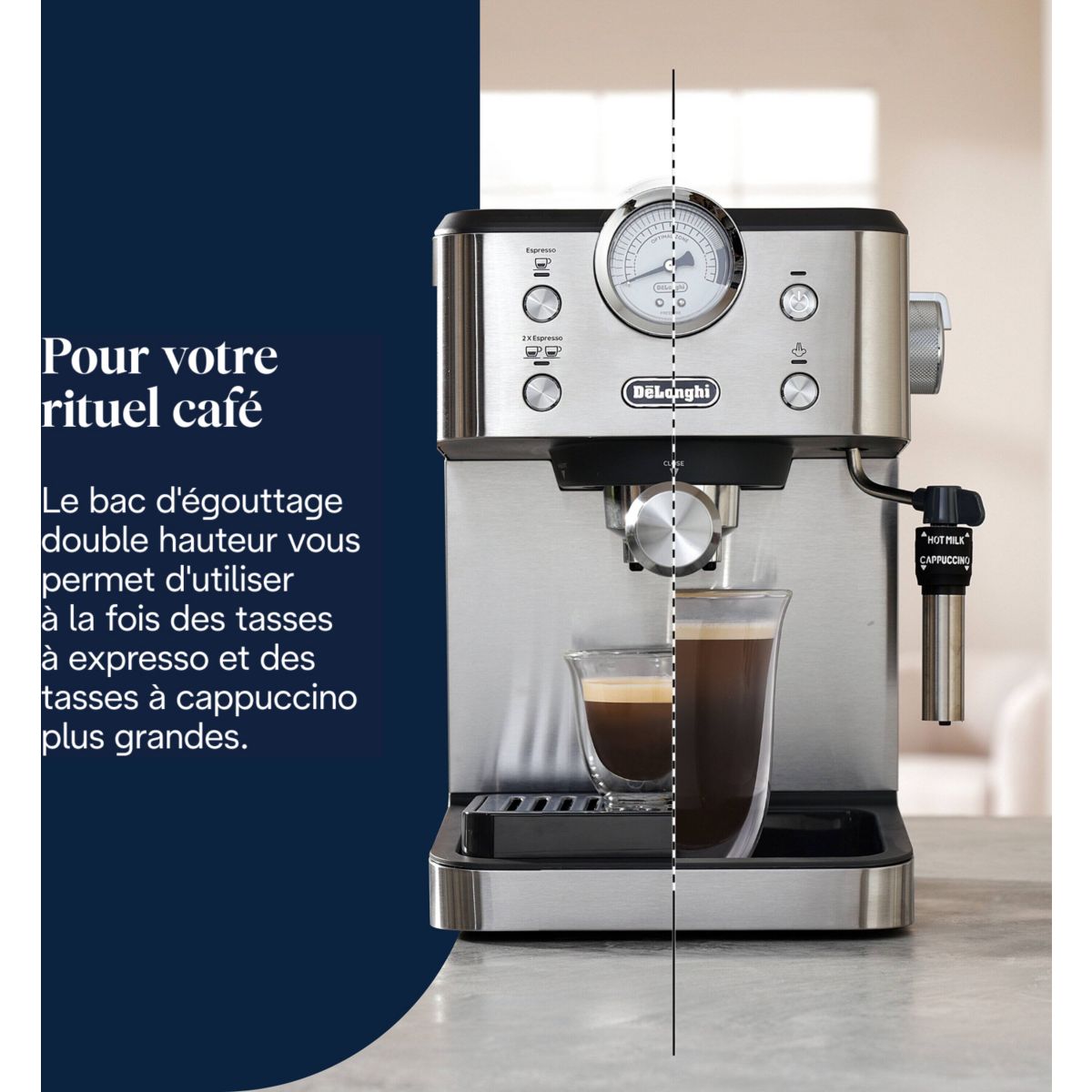 Machine à expresso Linea Classic EM450.M Argent couleur unique, DELONGHI