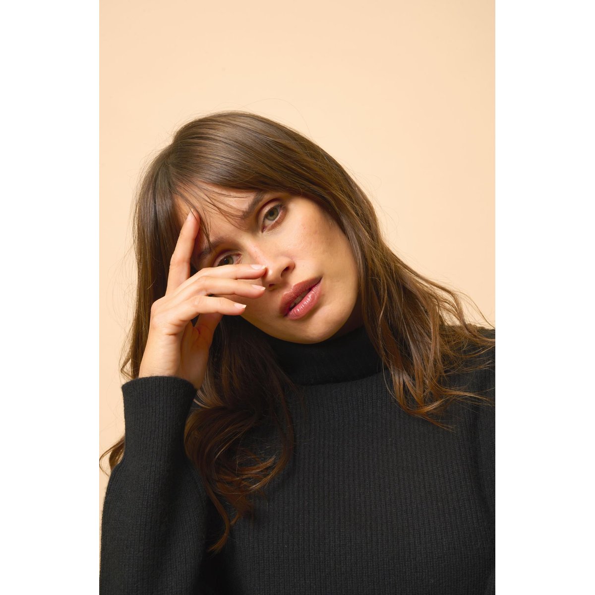 Pull Col Roulé Noir Billy noir, JUST CASHMERE