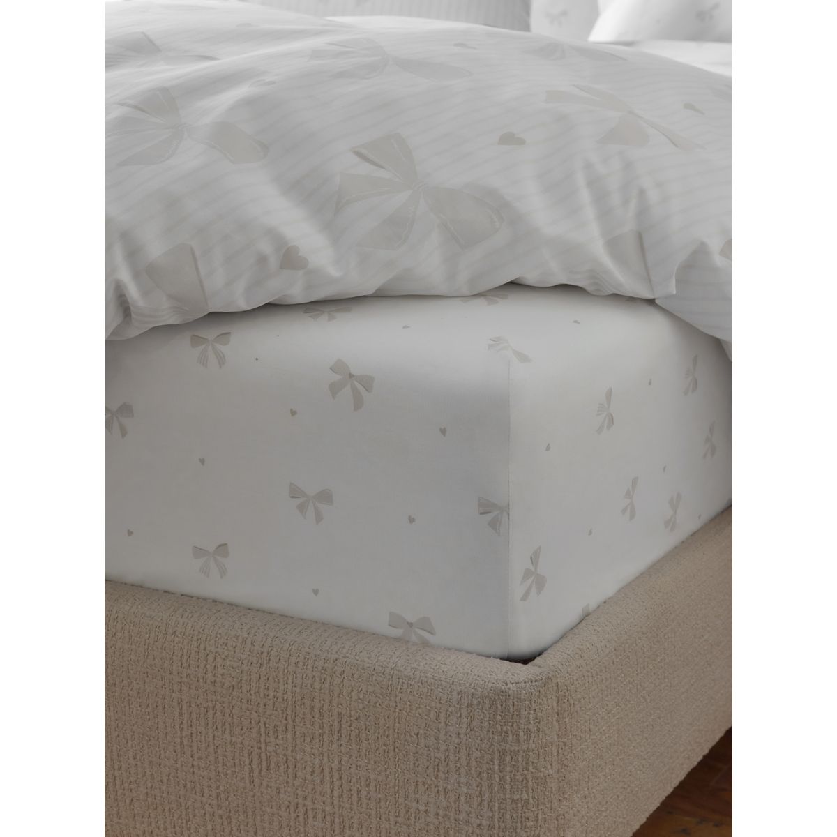 Drap-housse et taie d'oreiller avec nœuds naturel, NEXT
