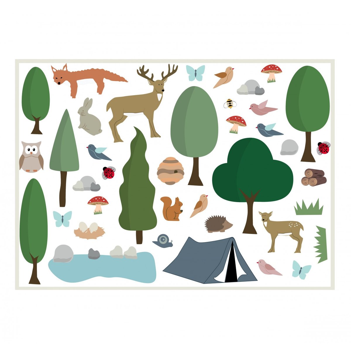 Sticker Mural Frise Balade en Foret 2m multicolore, ARCHIV