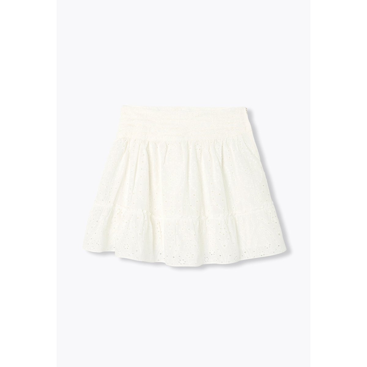 Mini-jupe en broderie anglaise ecru, PROMOD