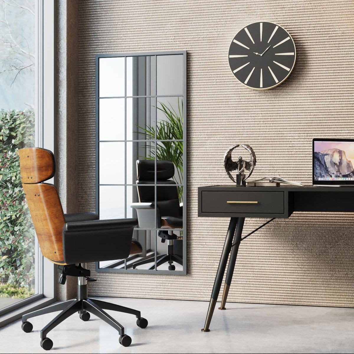 Chaise de bureau pivotante, CHECK OUT noir, KARE DESIGN