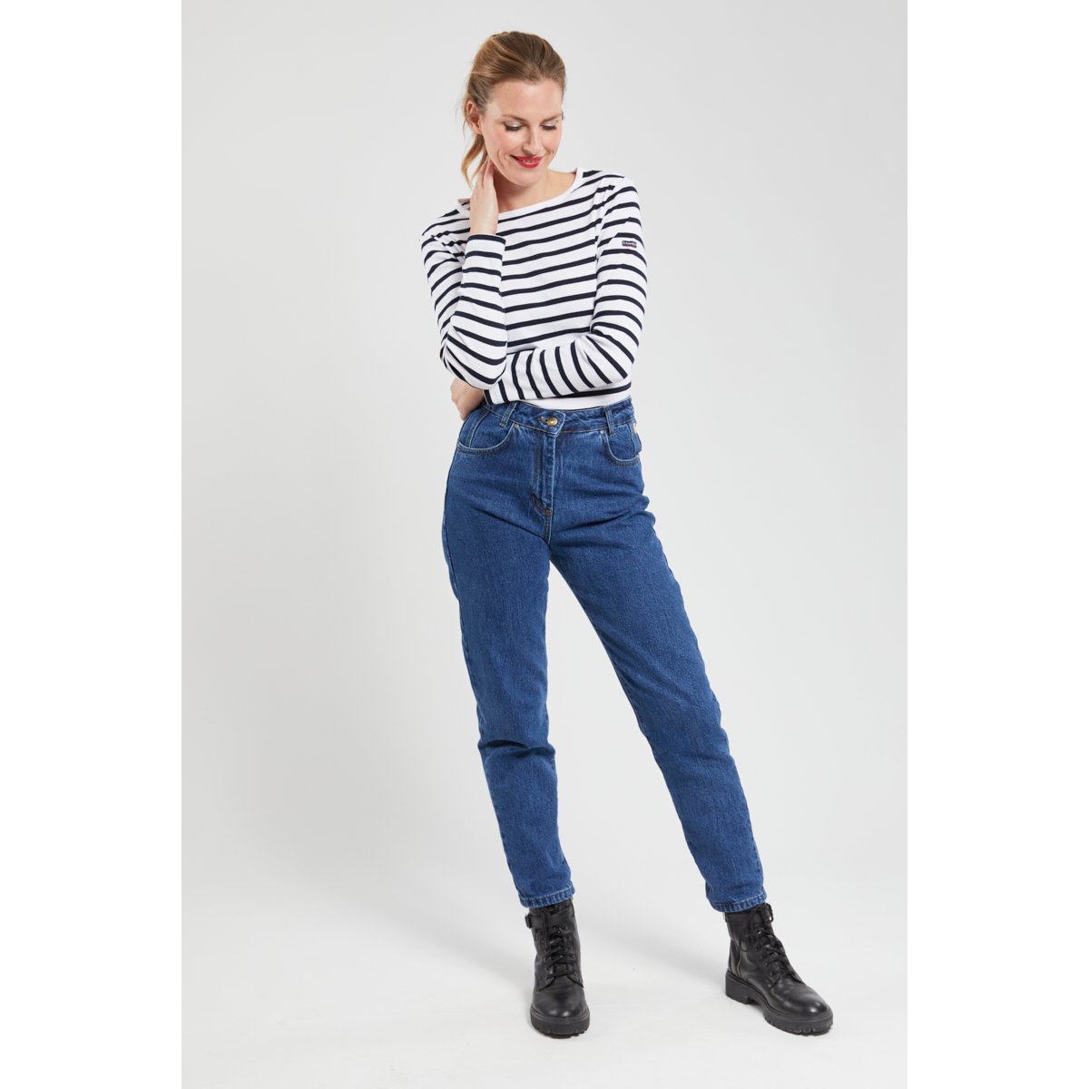 Marinière en coton CROZON blanc/rich navy, ARMOR-LUX
