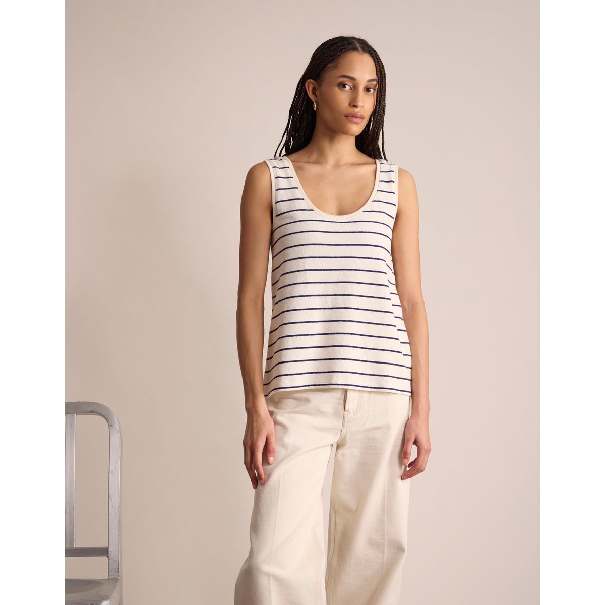 Top Sun en coton organique ecru, INES DE LA FRESSANGE PARIS