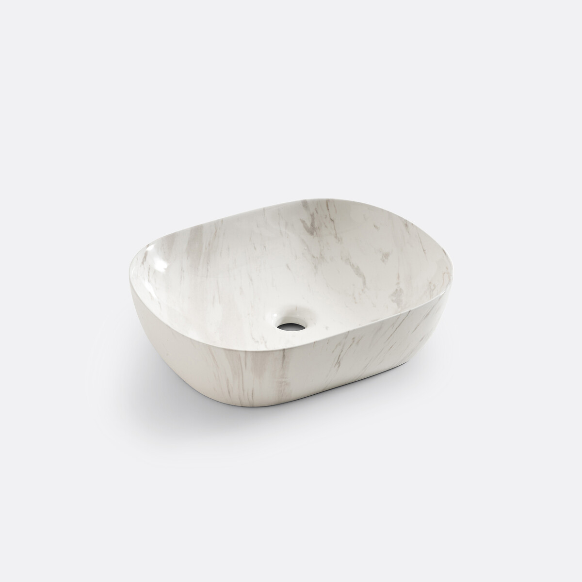 Vasque ovale céramique effet marbre, Mabel blanc/gris imprimé, LA REDOUTE INTERIEURS