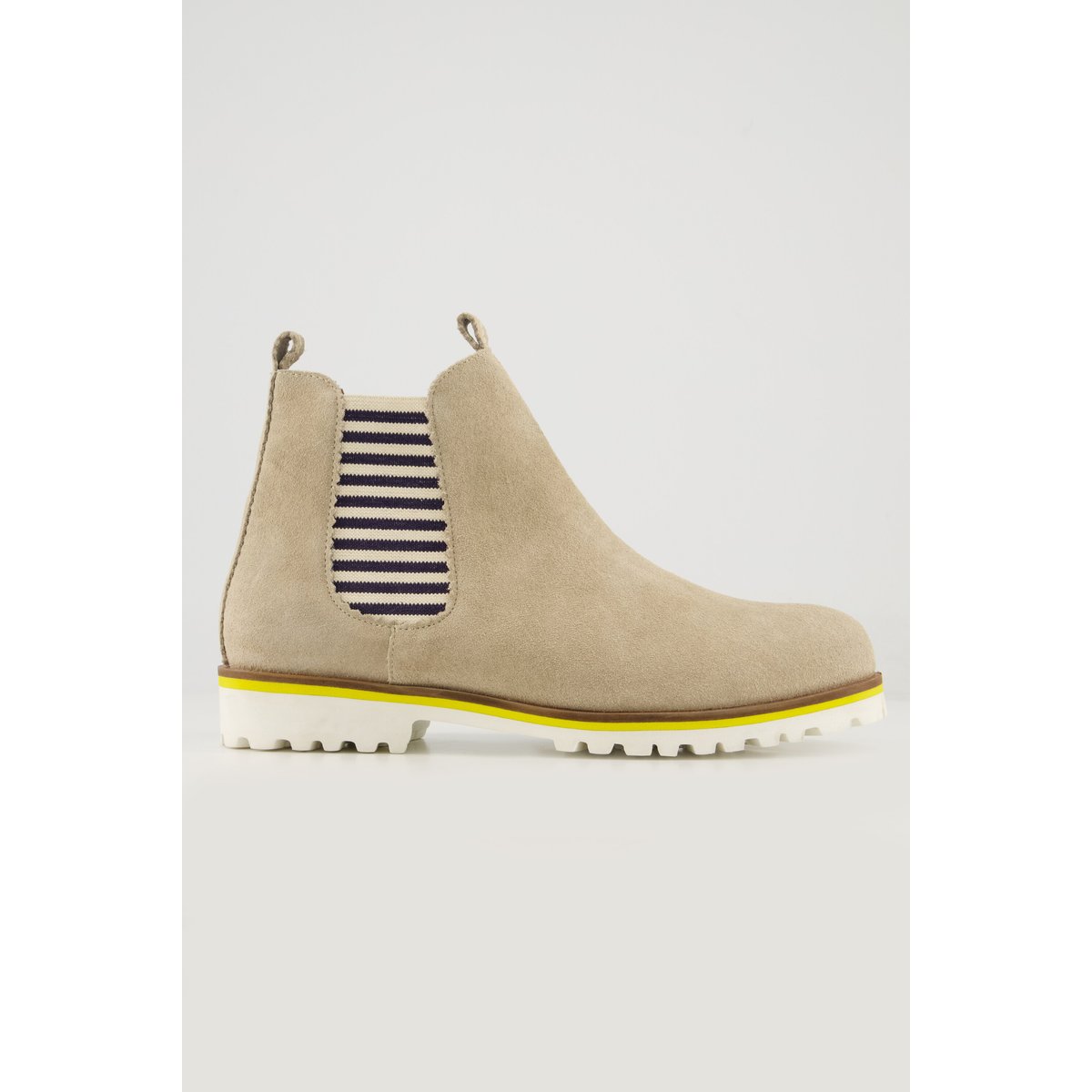 Bottines Chelsea, empiècement élastique rayé , pied large beige, ULLA POPKEN