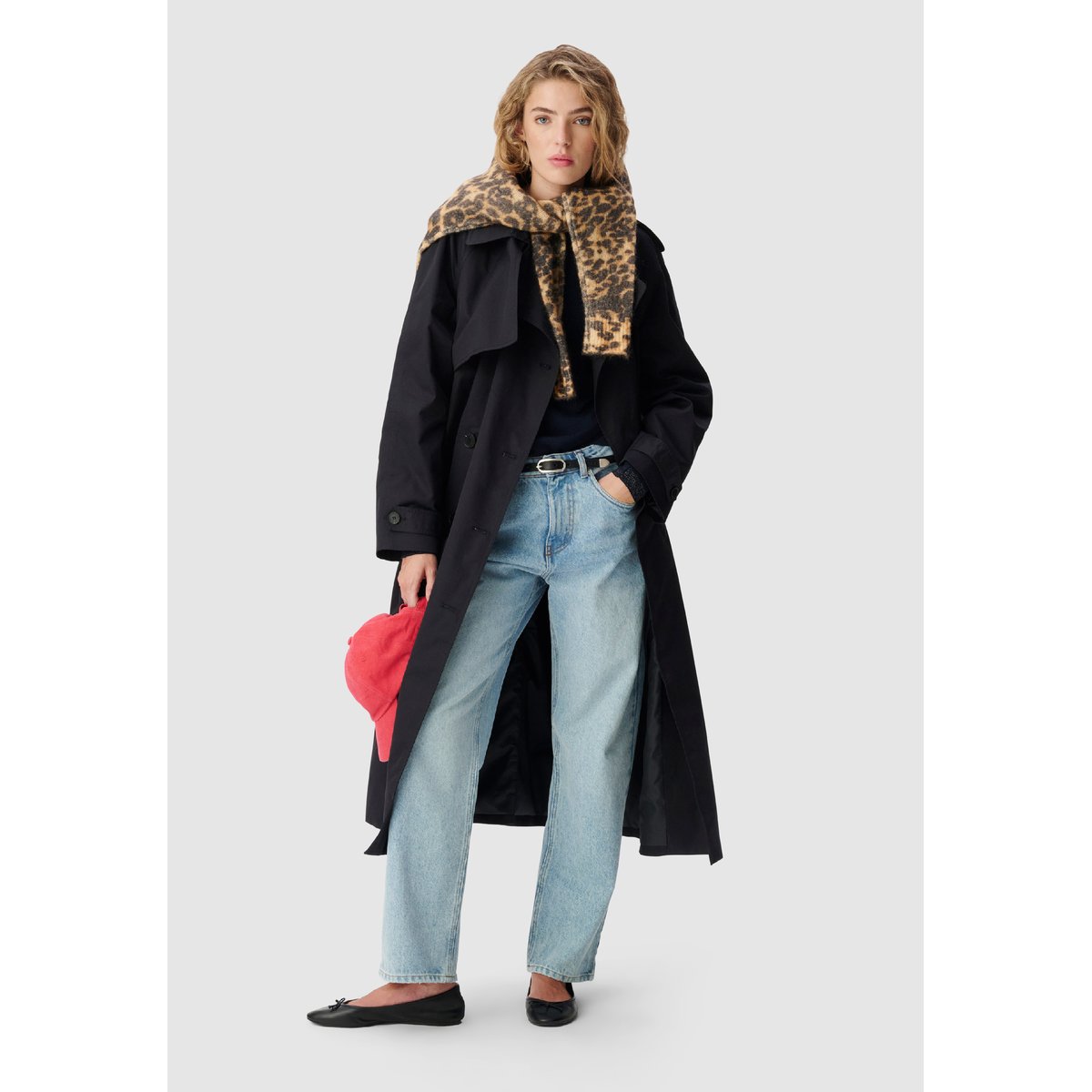 Trench long boutonnage croisé LEA bleu marine, IKKS