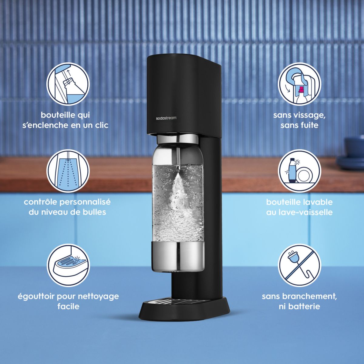 Machine à soda ENSO noire couleur unique, SODASTREAM