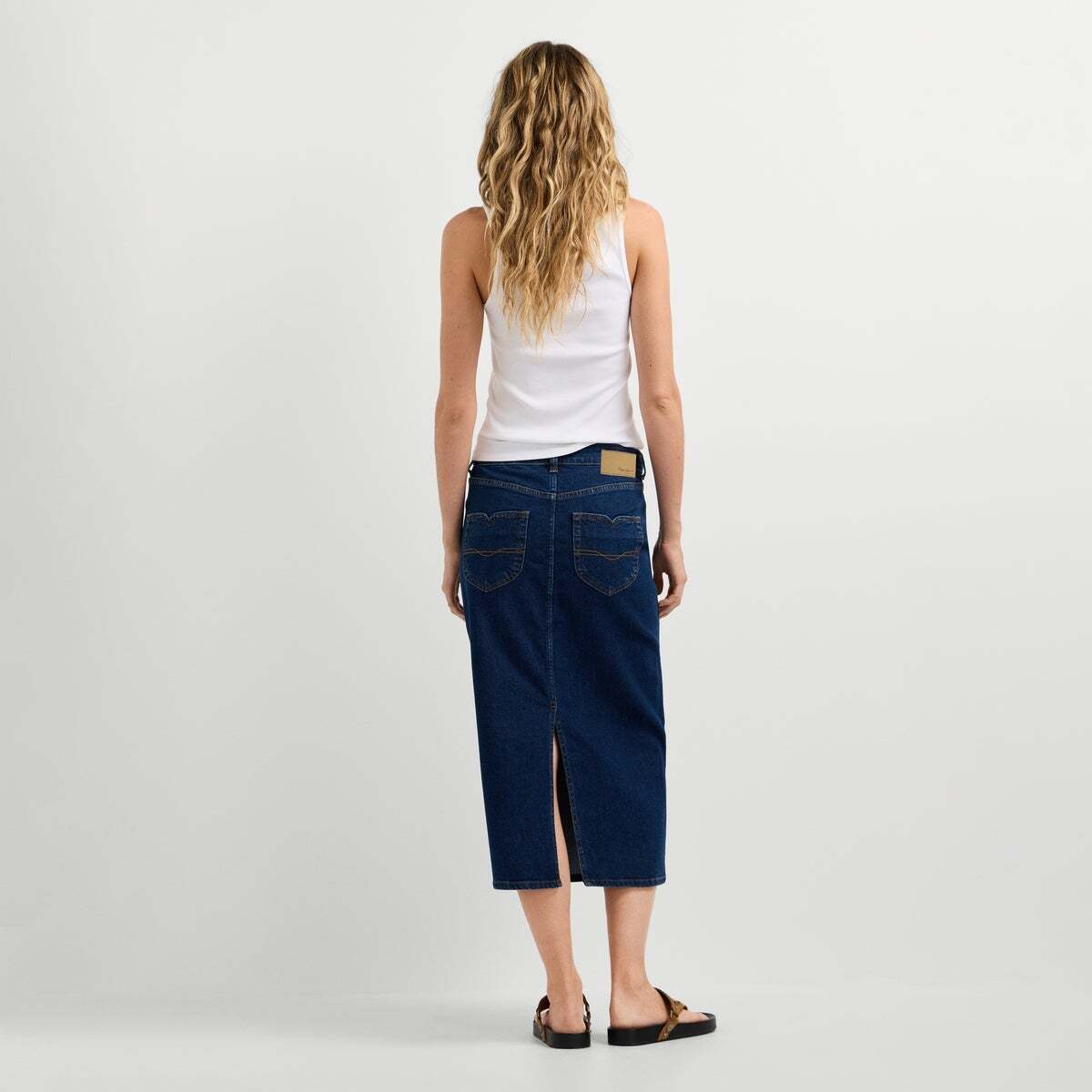 Jupe Midi Avec Détails Brodés noire enzyme, PEPE JEANS