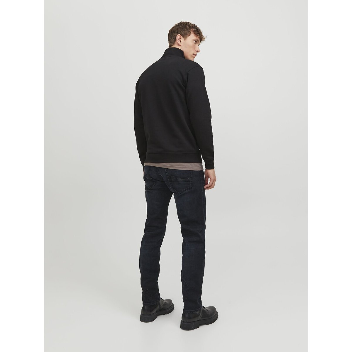 Sweat col demi-zippé noir, JACK & JONES