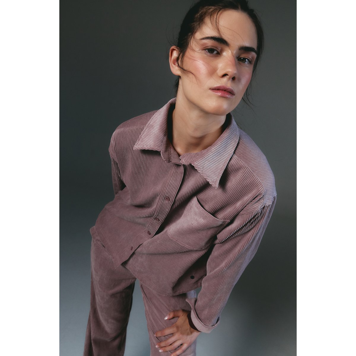 T-shirt de sport femme Zinnia Manches longues col polo rose bois, BORN