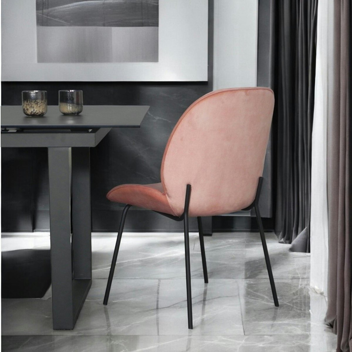 Chaise contemporaine en velours (lot de 2) FLORENCE rose, PIER IMPORT