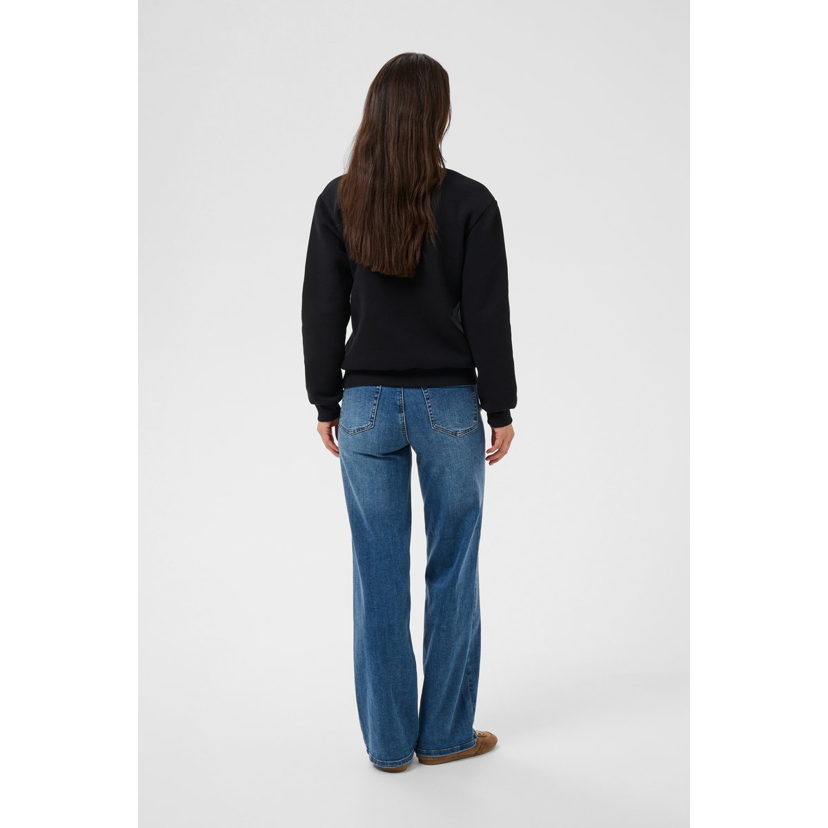 Pull sweat noir black w/white heart, KAFFE