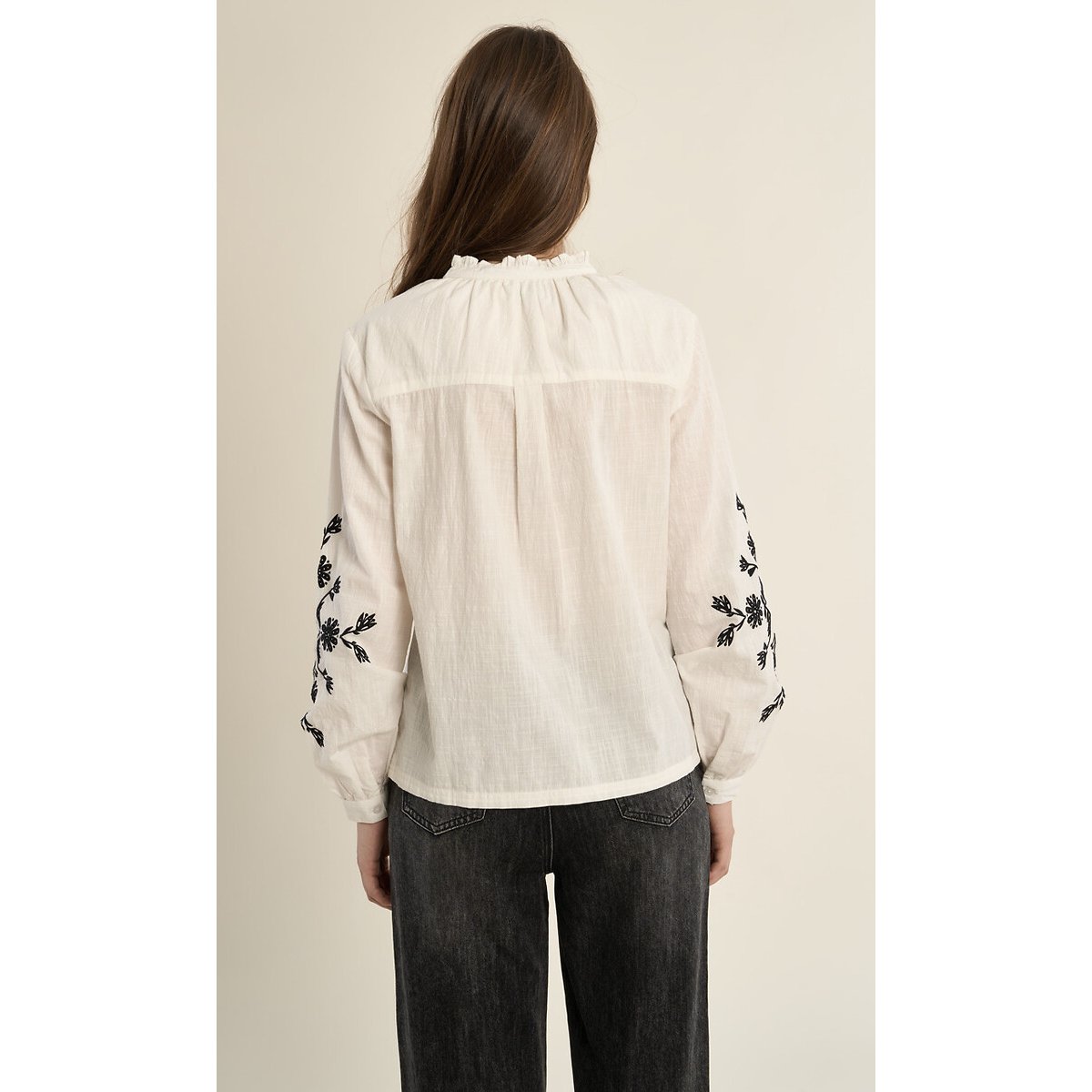 Chemisier brodé manches longues blanc, MOLLY BRACKEN