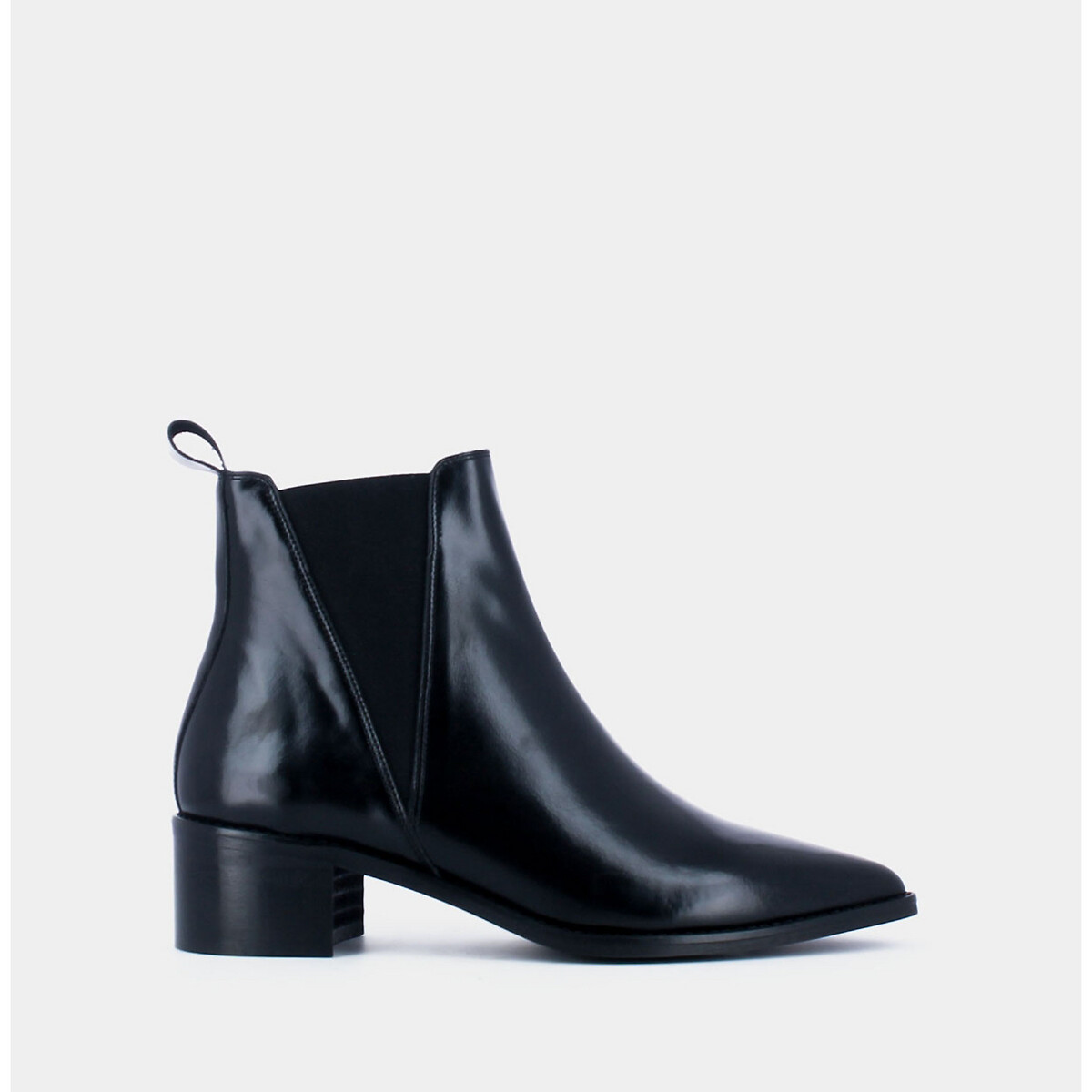 Boots chelsea pointues cuir Anoki noir, JONAK